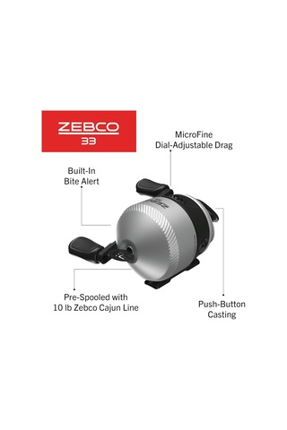 Zebco 33 Spincast Olta Makarası, Değiştirilebilir Sağ Veya Sol Elle Çekme, Yerleşik Isırma Uyarısı, Tamamen Met
