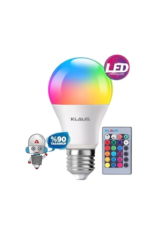 Uzaktan Kumandalı Rgb Led Ampul 9watt E27 Tasarruflu Dimmerli Led Lamba 16 Ton Diğer
