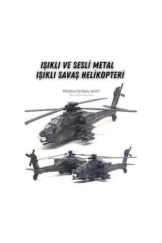 23 Cm Sesli Işıklı Metal Helikopter Oyuncak Çek Bırak Ses Ve Işık Dayanıklı Model Helikopter