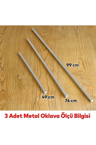 Badem10 Alüminyum Metal Oklava 3'lü Set Börek Hamur Yufka Açma Silindir Yuvarlak Uzun Kısa Mutfak Araç