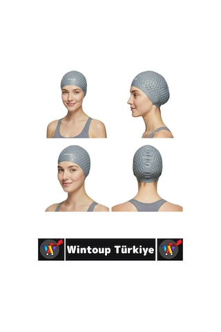 Bone Yumuşak Elastik Silikon Havuz Deniz Yüzme Kulağa Su Kaçırmaz Büyük Beden Saç Bonesi İkili Set Çok Renkli