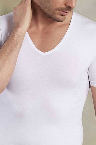 Hmd Erkek Derin V Yaka Kısa Kollu Lycralı Tshirt 712-713