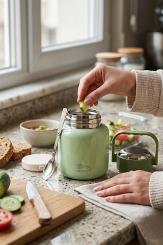 Cooker Leopar 900 Ml Kaşıklı Yemek Termosu Yk1517 Yeşil