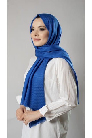 Saks Mavisi İnce Çizgili Şal Viskon Kumaş Bursa Dolama 202111 24 Saks Mavi