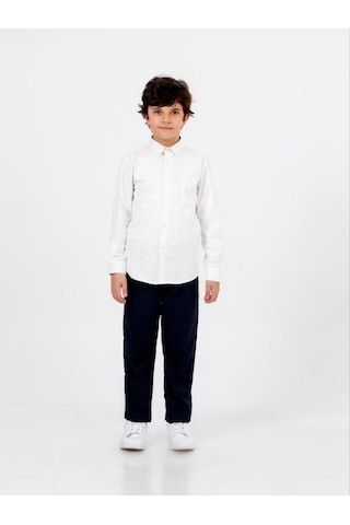 Zekids Çocuk Klasik Beyaz Uzun Kollu Gömlek-15783 Beyaz