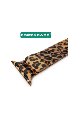 Forzacase Apple Uyumlu Watch  Ultra 3 49mm İle   Leopar Desen Metal Mıknatıslı Kordon Kayış - Fc1137