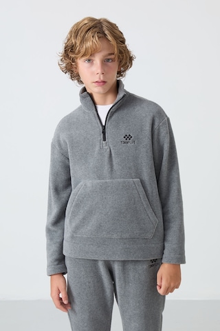 Tommylife Tommy Life Gri Melanj Kalın Yumuşak Dokulu Standart Fit Nakışlı Polar Erkek Çocuk Eşofman Takım - 11218 Gri Melanj