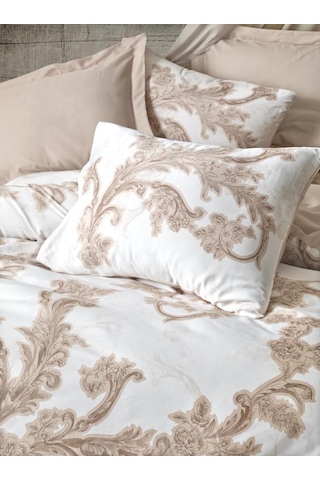 Cotton Box Saten Çift Kişilik Nevresim Takımı Loren Bej
