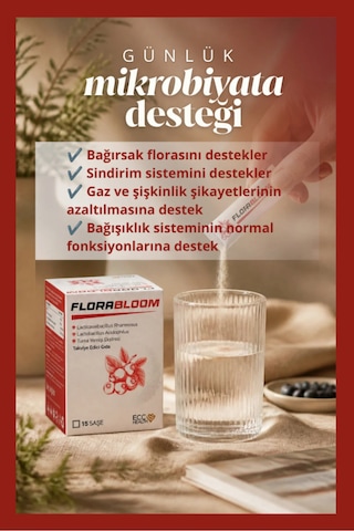 Florabloom Prebiyotik + Probiyotik Takviye Edici Gıda Bağırsak Mikrobiyotasına Destek