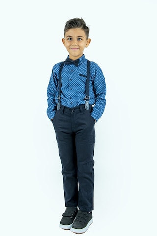 Uzun Pantolon Koyu Desenli Gömlek Erkek Çocuk Takımı İndigo
