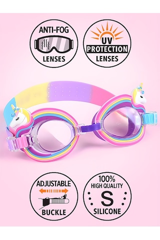 Denokids Kız Çocuk Deniz Gözlüğü Anti-fog Unicorn Renkli