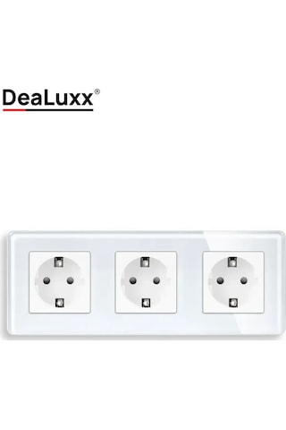 Dealuxx Cam Çerçeveli Üçlü Beyaz Priz 398340812