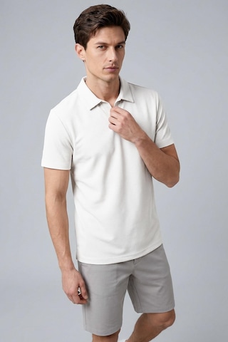 Ekru Rahat Form Yumuşak Dokulu Polo Yaka Erkek T-shirt - 88496