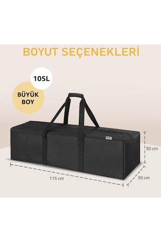 Haegs Taşıma Çantası Dayanıklı Kamp Malzemeleri Saklama Çantası Hurç Valiz 105L Büyük Boy - Siyah
