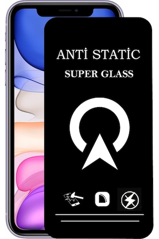 Apple Uyumlu iPhone 11 Tam Kaplayan Cam Anti Statik Safir Çizilmez Ekran Koruyucu