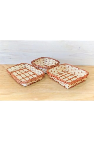 Nika&shop Örgü Sepet Ekmeklik Rattan 3'ü 1 Arada 152205847 Açık Kum Rengi
