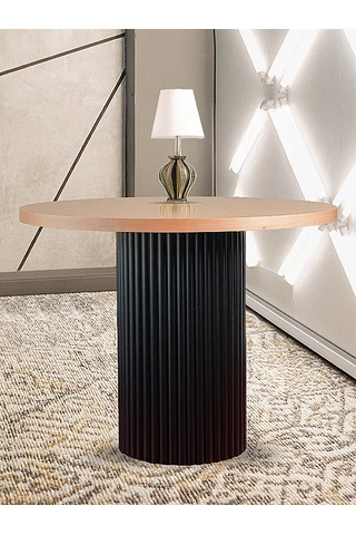 Arya Yuvarlak Ahşap Bohem Masa 90x90 Siyah - Ahşap