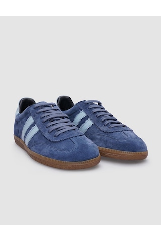 Cabani %100 Hakiki Deri Mavi Süet Bağcıklı Kadın Sneaker Mavi