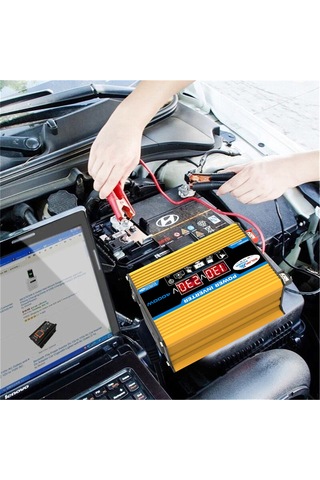 4000w Akıllı Dijital Araç İnvertörü 2 Usb Çıkış Portu Modifiye Sinüs Dalga Dönüştürücü Led Ekran İle