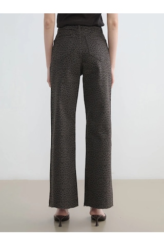 Lc Waikiki Kahverengi Wideleg Leopar Desenli Kadın Jean Pantolon
