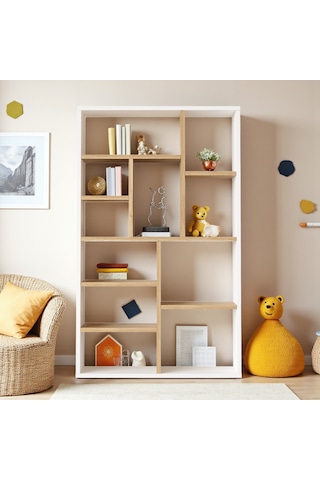 Robin Home Çocuk Genç Odası Kitaplık 124cm Sepet-beyaz Beyaz