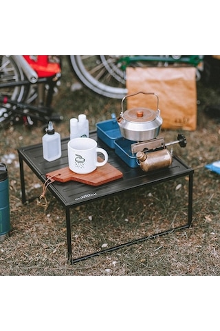 Pazly Barbekü Pikniği İçin Katlanır Kamp Masa, Alüminyum Alaşım, Taşınabilir, Hafif, S Açık Sırt Çantası Siyah