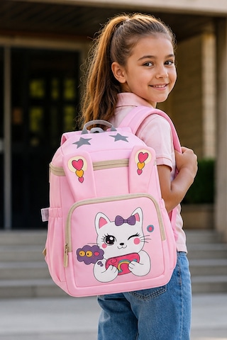 Ls-5170 Kız Çocuk Ana Okul Çantası Okul Çantası Pudra Beyaz