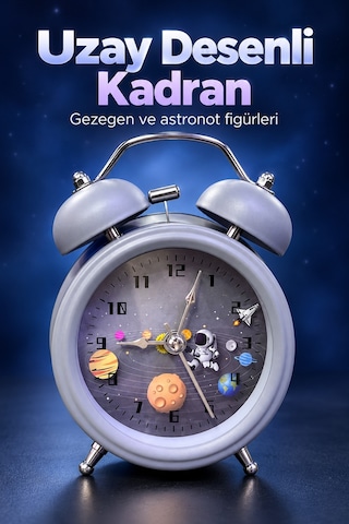 Tek Desenli Kadranlı Analog Masa Saati Alarm Özellikli Najmaddin Diğer