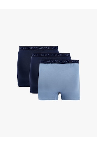 Koton Baskılı Lastik Detaylı Pamuklu 3'lü Boxer Seti Lacivert 7wlm90018mk