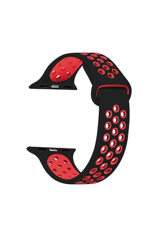Microsonic Apple Uyumlu Watch Series 2 38Mm Band Kordon Siyah Kırmızı
