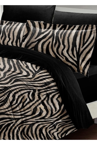 Zebra Tek Kişilik 3 Parça Saten & Pamuk Nevresim Takımı