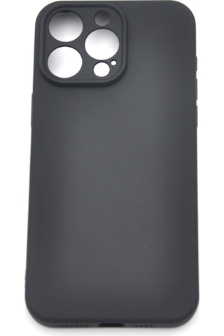 Apple Uyumlu iPhone 14 Pro Max Düz Renk Esnek Yumuşak Silikon Kılıf Rubber Siyah