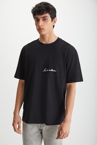 Kravın Erkek %100 Pamuk Bisiklet Yaka Baskılı Siyah T-shirt