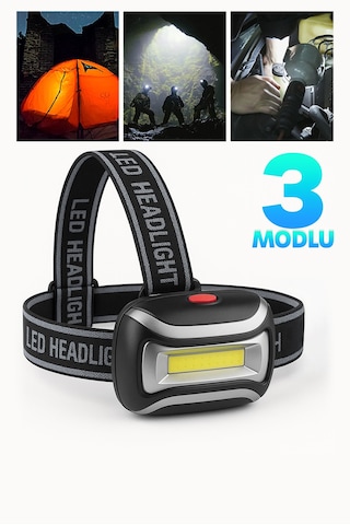 3 Modlu Pilli Kafa Lambası Kampçı Tamirci Balıkçı Outdoor Kafa Feneri Işığı K4115 Çok Renkli