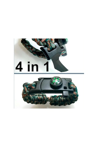 Omeniv Paracord Bileklik Düdük Pusula Bıçak 4 Fonksiyonlu Outdoor