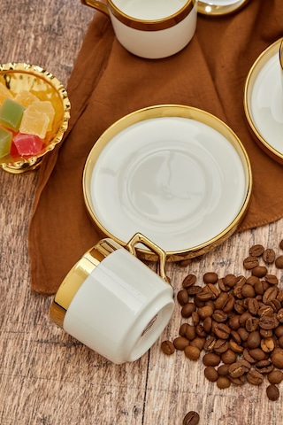 Cooker Gold Yaldızlı 6 Kişilik 220 Ml Porselen Duble Çay Ve Kahve Fincan Takımı Ckr3523 Çok Renkli