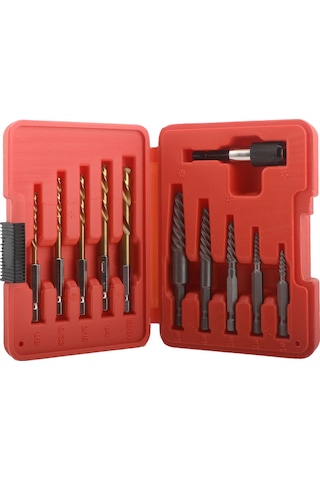 Kangvka 11 Parça Hss Kobalt Tornavida Ve Vida Çıkarıcı Seti - Kırık Vida Ve Cıvata Çıkarımı, Ahşap Ve Metal İçin, Cg1593 Kırmızı Kutuda