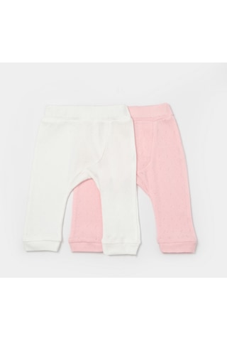 Bibaby Jakarlı 2'li Pantolon 57912 Pembe-ekru