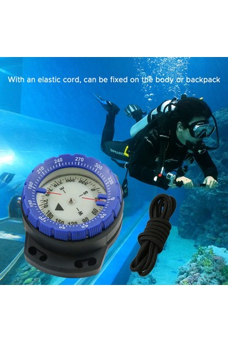 Neevoyu 50 Metre Su Altı Dalış Pusulası - Işıklı, Su Geçirmez, Esnek Kordonlu Outdoor Navigasyon Aracı Mavi