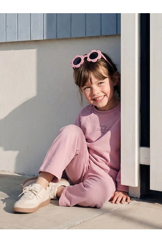 LC Waikiki Lcw Kids Lila Baskılı Kız Çocuk Soft Touch Sweatshirt Ve Pantolon Dull Lılac