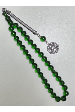 Kazazlı Yeşil Renk Ateş Kehribar Tesbih Küre Kesim 11 X 11 Mm