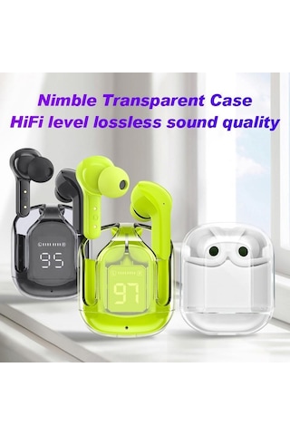 Vaorlo Tws Kablosuz Bluetooth Kulaklık Şeffaf Şarj Çantası Ile Taşınabilir Spor Kulaklık Kulak Bluetooth Kulaklık Android İos Uyumlu Için