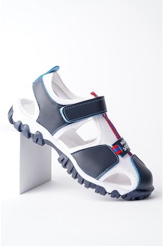 Muggo Tweety Garantili Günlük Ortopedik Hafif Taban Önü Kapalı Cırtlı Unisex Çocuk Sandalet Lacivert - Beyaz