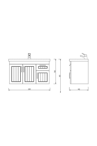 Turkuaz Frame Etajerli Lavabo 100X45 Cm Ve Lotus 100 Banyo Dolabı Çok Renkli