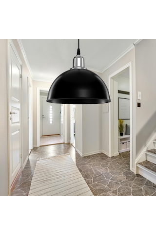 Haus Yarım Küre Siyah Abs Krom Kuka Süslü Sarkıt Mutfak Salon Avize Kafe Kuaför Aydınlatma Siyah