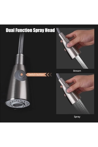 Faumix Inox Spiralli Sıcak Soğuk Su Girişli Mutfak Eviye Bataryası