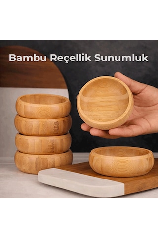 3 Lü Bambu Oval Kase Seti Doğal Bambu Sunum Kasesi, Şık Ve Dayanıklı Servis Seti Açık Kahverengi