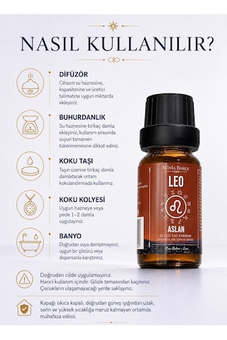 Minia Bahçe Aslan Burcu Uçucu Yağ Karışımı Itır Niaouli Tarçın Paçuli Adaçayı ve Limon Uçucu Yağları 10 ML