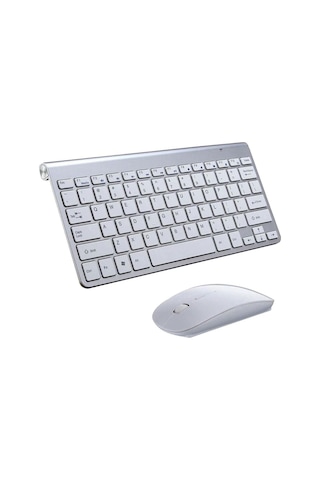 Homyl Mac Pc Dizüstü Için Mini Kablosuz Klavye Fare Gümüş