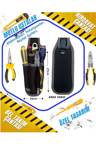 Bel Tipi Hırdavat Alet Çantası Hırdavat Çantası Elektrikçiler Teknisyenler Ustalar İçin Özel Tasarım 27cmx10cm
